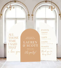 Load image into Gallery viewer, Arch Welcome Sign Arch Seating Chart Wedding Bridal Shower, Engagement Party or any event, Arched Panel with easel Entrance Sign Foam Board
