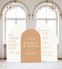 Load image into Gallery viewer, Arch Wedding Sign Decor Custom Large Wedding Signs Arched Panel with easel Entrance Sign Foam Board Custom text, color, Light Weight

