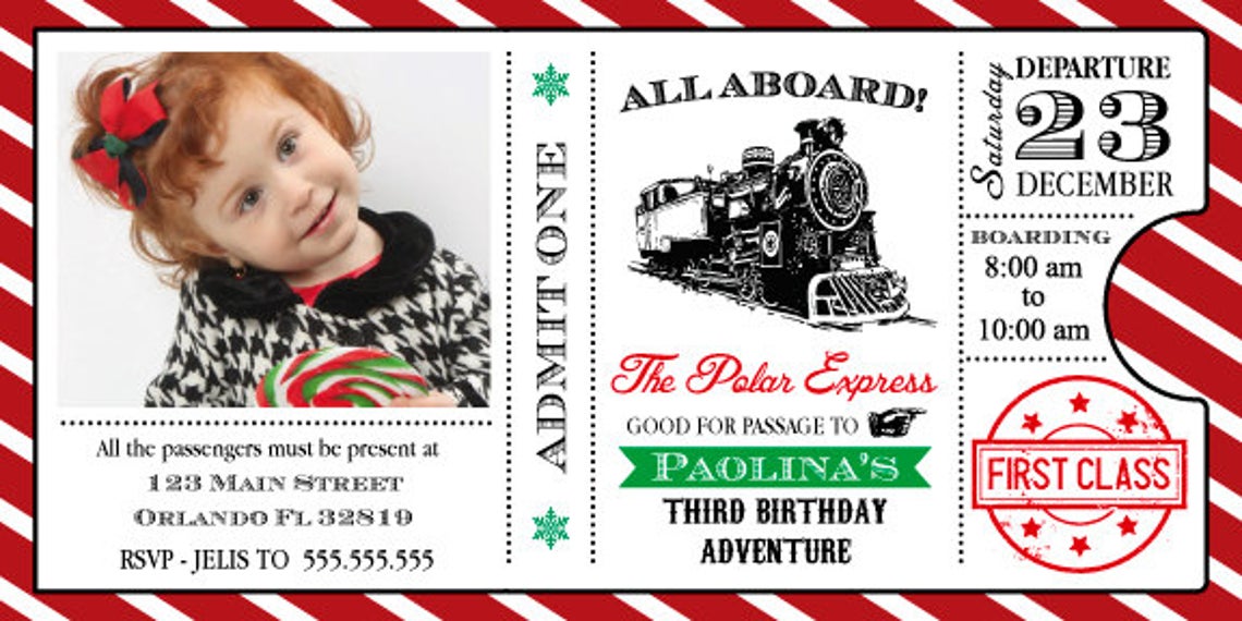 Train birthday invitation, Christmas photo cards, Vintage Train Party, Christmas Photo Cards, Printed or Printable File Free Shipping