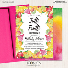 Load image into Gallery viewer, Fruit Baby Shower Invitation, Tutti Frutti Baby Shower Invitation, Summer PARTY ,Fruit Party card, Printed OR Printable File
