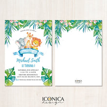 Load image into Gallery viewer, Safari First Birthday Invitations, any age, Party Animals, Jungle Party, Printed or Printable File, Free shipping IBD0051
