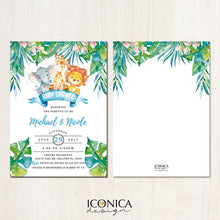 Load image into Gallery viewer, Safari Baby Shower Invitations, Party Animals, Animals Party,Jungle, Watercolor, Printed or Printable File, Free shipping IBS0018
