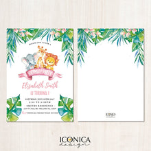 Load image into Gallery viewer, Safari First Birthday Invitations, any age, Party Animals, Jungle Party, Printed or Printable File, Free shipping
