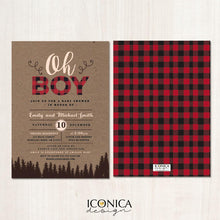 Load image into Gallery viewer, Lumberjack Baby Shower Invitation Plaid Wilderness Camping Invitation Buffalo Plaid Invitation, buffalo Check Free Shipping IBS0001
