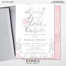 Load image into Gallery viewer, Winter Wonderland baby Shower Invitation, Wonderland christmas cards Holiday card, Printed or Printable File Free Shipping IBS0024
