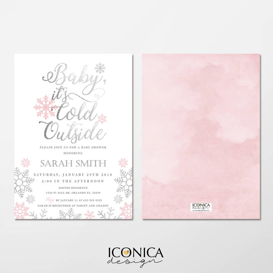 Winter Wonderland baby Shower Invitation, Wonderland christmas cards Holiday card, Printed or Printable File Free Shipping IBS0024