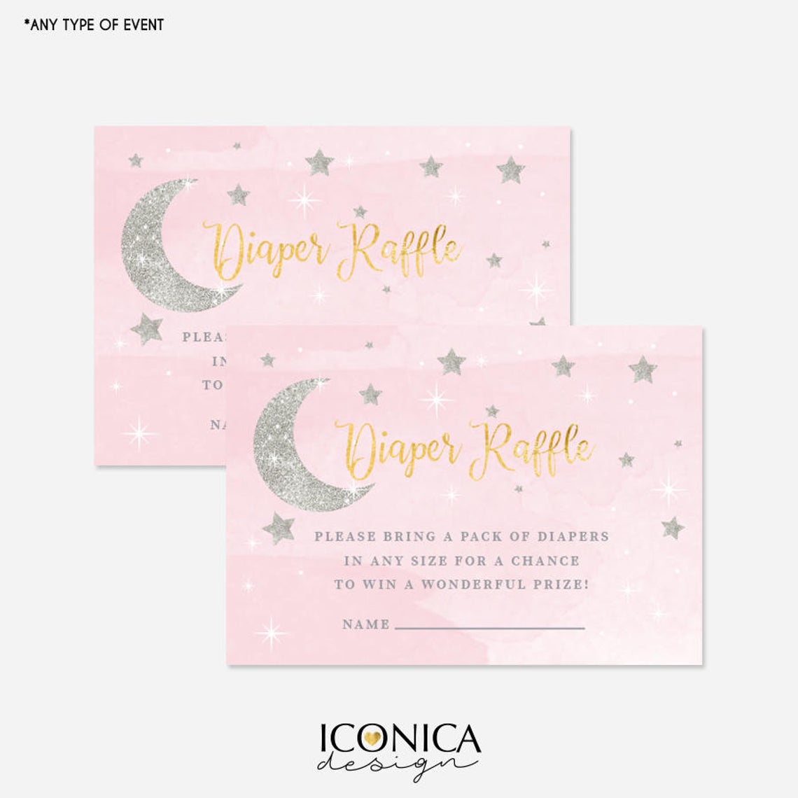 Twinkle Baby Shower Invitation, Pink TWINKLE Little Star invitation,Boy or Girl Invitation, Pink or Blue, Printed Or Printable File IBD0052