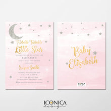 Load image into Gallery viewer, Twinkle Baby Shower Invitation, Pink TWINKLE Little Star invitation,Boy or Girl Invitation, Pink or Blue, Printed Or Printable File IBD0052
