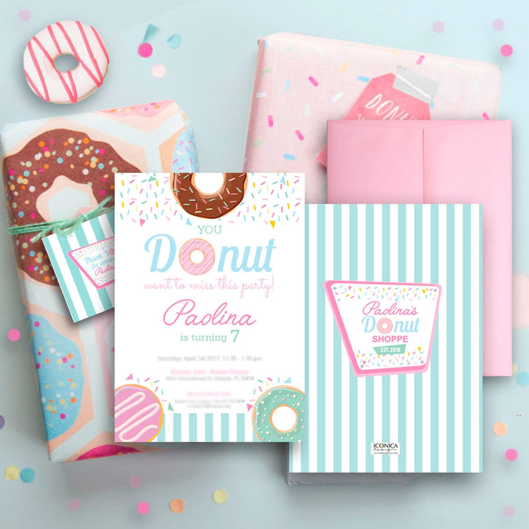 Donut Party Invitations Donut Birthday Party, Sprinkle party, Baby Sprinkle Invite, Printed - Printable File, Free Shipping IBD0054