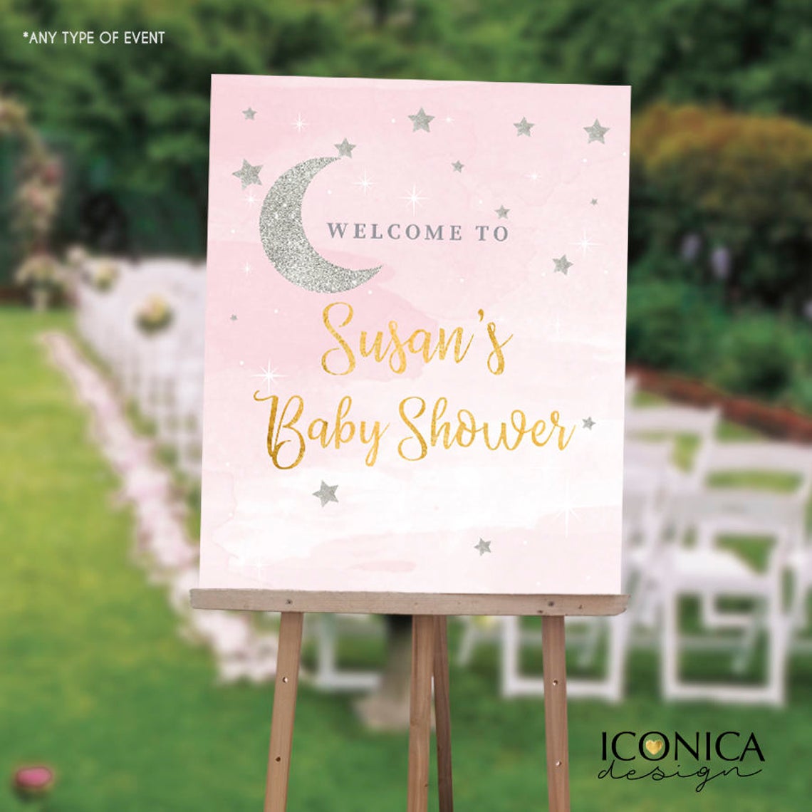 Twinkle Baby Shower Invitation, Pink TWINKLE Little Star invitation,Boy or Girl Invitation, Pink or Blue, Printed Or Printable File IBD0052