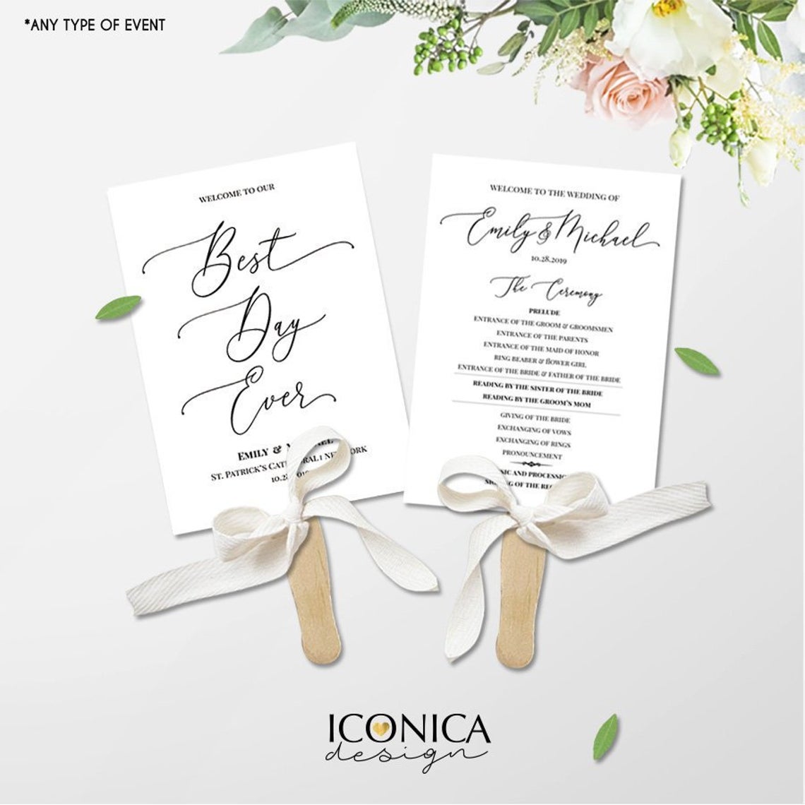 Wedding Program || a La Carte || Booklet Template or Printed Cards 5x7" Made To Match Any ID item or design, Classic Wedding Ceremony Programs