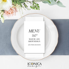 Load image into Gallery viewer, Menu Card - Printed Menus ||A la carte || Made to match any ID invitation - Free Shipping
