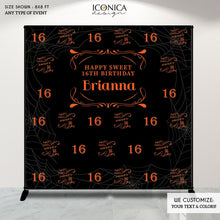Load image into Gallery viewer, Halloween Party Photo Booth Backdrop, 50th Birthday Party Decor,Fabulous at Fifty,Orange and Black backdrop, any age or color BBD0116

