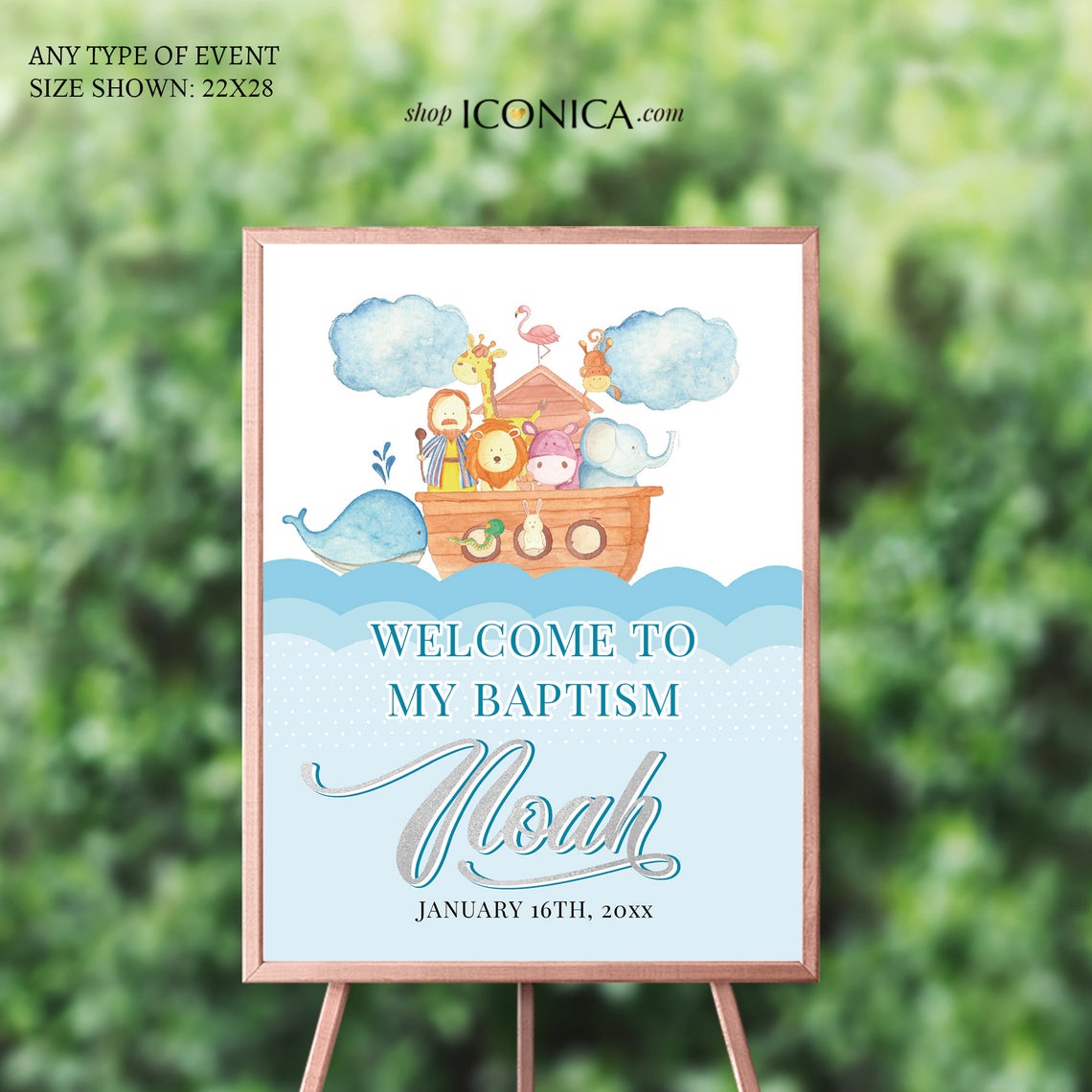 Noah's ark Baptism invitation, Noah's ark Cards, Any Age or type of Event