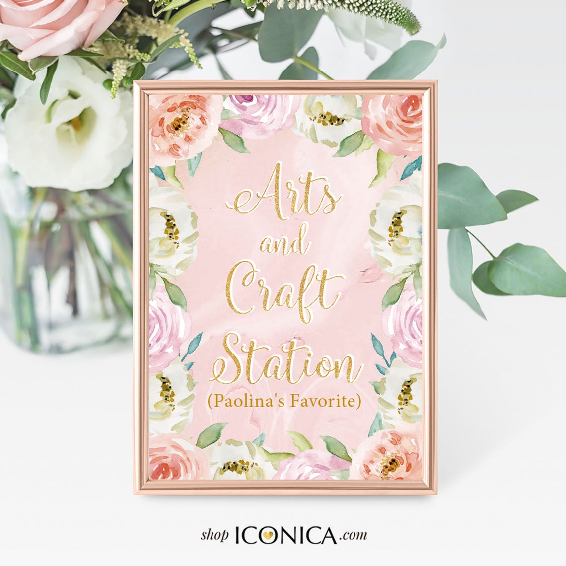 First Communion Invitation, Communion Invitation Pink Peach Lilac Floral Design, Pink Marble and Faux Gold Backer, Religious Invites,IFC0021