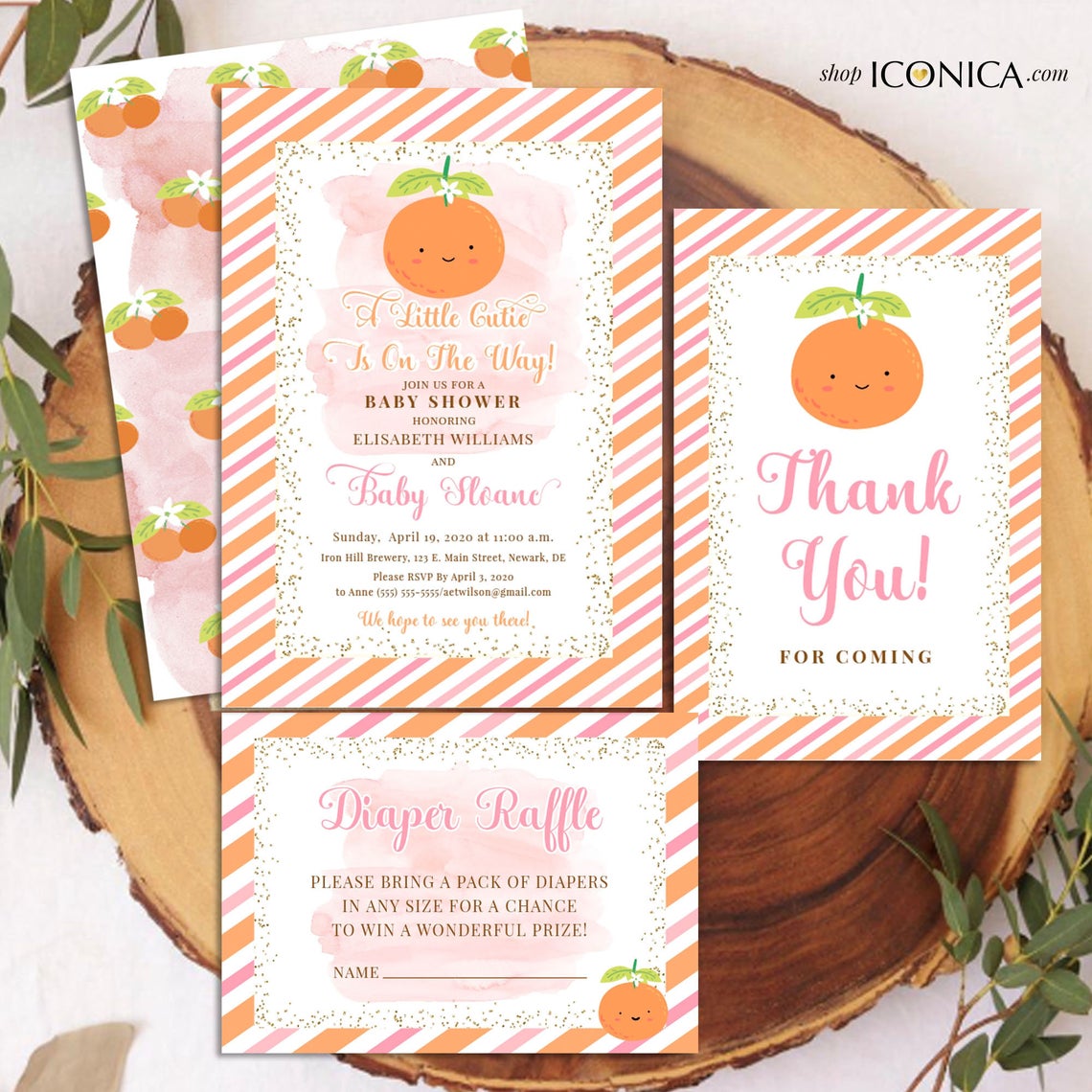 Cutie baby shower Invitation,A little Cutie is on the way card,Little Cutie Citrus Baby Shower,Cuties Clementines theme party,Fruit Party
