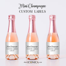 Load image into Gallery viewer, Custom mini champagne bottle labels, Wedding mini wine bottle labels, mini champagne bottle labels birthday Personalized Set of 10, Any text
