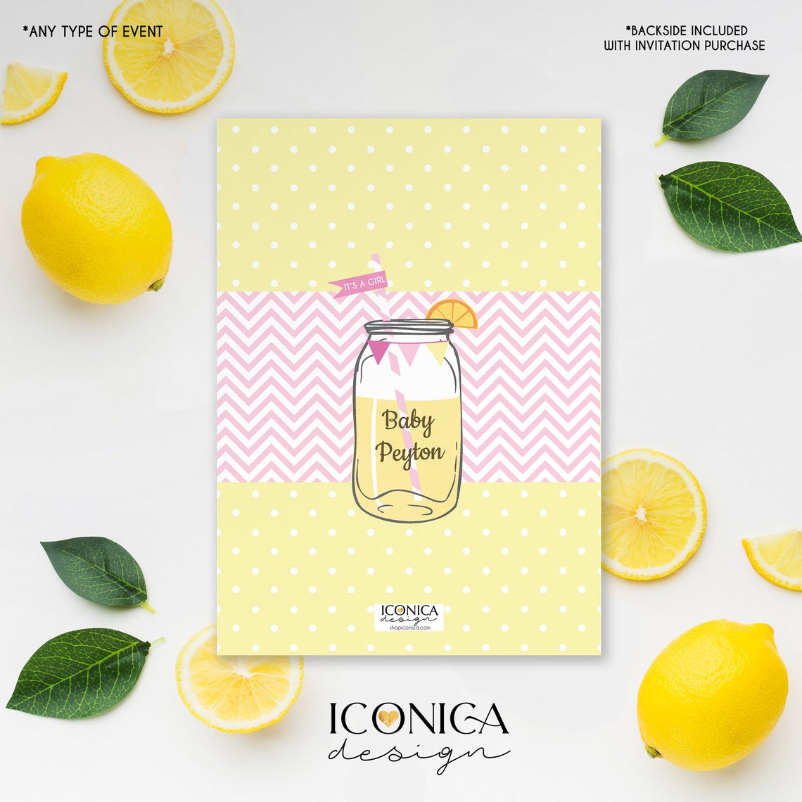 Lemonade Baby Shower Invitation Invitation Sunshine Baby Shower Invitations Lemonade Party | Printed or Printable File IBS0008