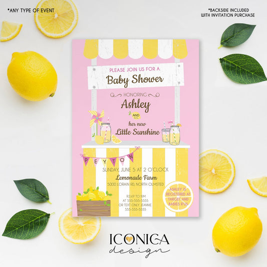 Lemonade Baby Shower Invitation Invitation Sunshine Baby Shower Invitations Lemonade Party | Printed or Printable File IBS0008