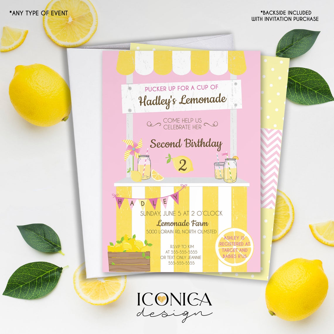 Lemonade First Birthday Invitation Or Any Age Lemonade And Sunshine - Pink Lemonade Party Mason Jar Lemonade Stand Printed Or Printable