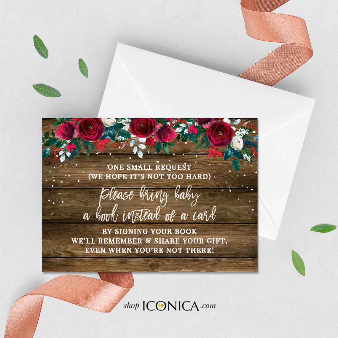 Oh deer Baby shower Invitation, Fall Party invitation any age, Fall Leaves Invite, Fall Dinner party Invite Roses Christmas Invitation