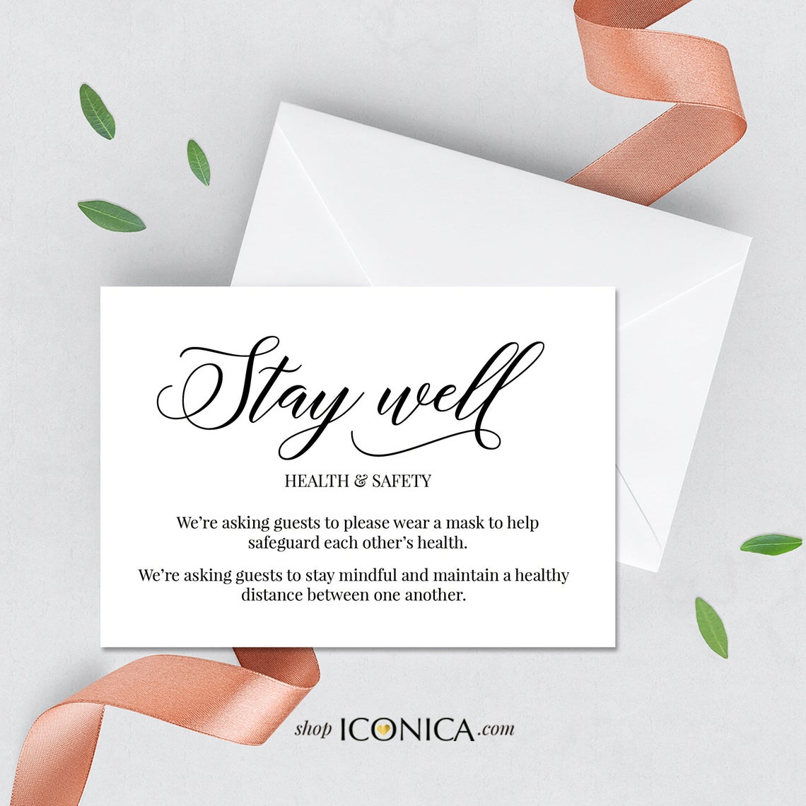 Stay Well Insert Card 3.5x5" Printed cards || Matching any of our invitation