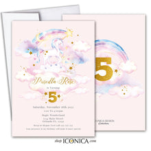 Load image into Gallery viewer, Unicorn Birthday Invitation | Unicorn Birthday Decorations | Unicorn Birthday Card | Any age | Unicorn Watercolor Collection
