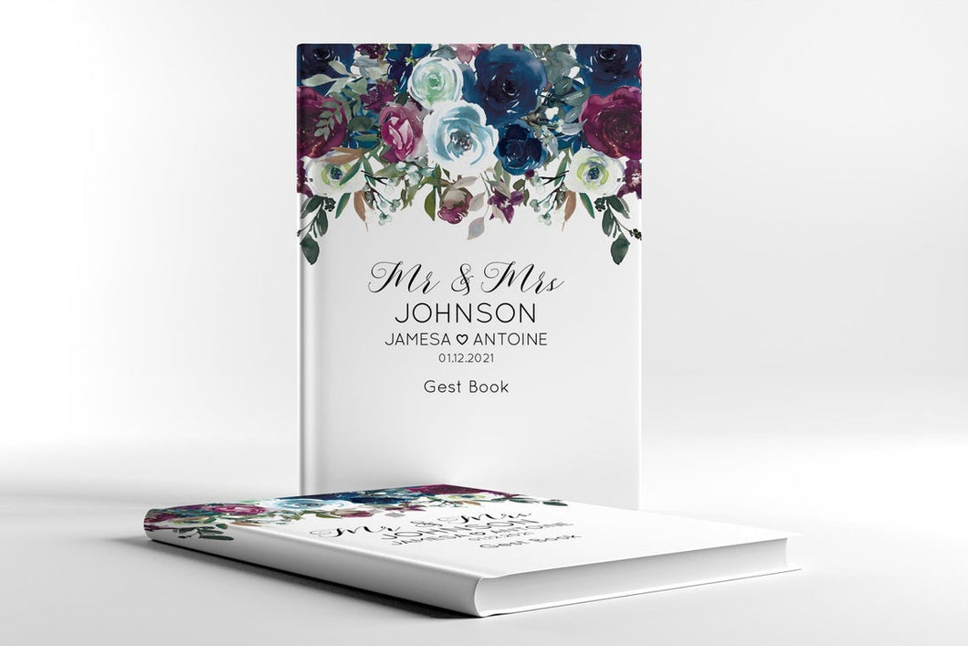Guest Book Wedding Personalized Guest Book Alternative | Custom Wedding Guest Book | Customized Bride And Groom Name | Your Choice of Colors |
