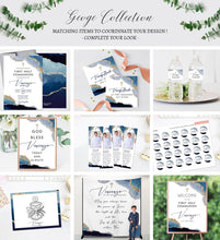 Load image into Gallery viewer, First Communion Invitation Boy or Girl Geode Elegant Invitations, Blue Watercolor Geode Invitation,Any Religious Event
