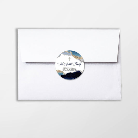 Geode Navy Blue Envelope Seals 2", Round Return Labels 2", 2" Favor tags, 2" Thank You Tags, 2" Gift Tags,2" Popcorn Labels ||A la carte