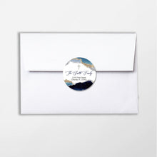 Load image into Gallery viewer, Geode Navy Blue Envelope Seals 2&quot;, Round Return Labels 2&quot;, 2&quot; Favor tags, 2&quot; Thank You Tags, 2&quot; Gift Tags,2&quot; Popcorn Labels ||A la carte
