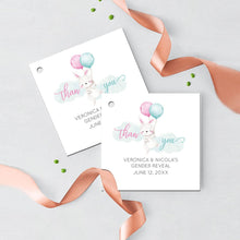 Load image into Gallery viewer, Bunny Gender Reveal Thank you Cards, Gender Reveal, Boy or Girl, Easter, Spring Parties, Bunny Boy or Girl, Favor, Thank You Cards A2 Cards thick matte paper 120#
