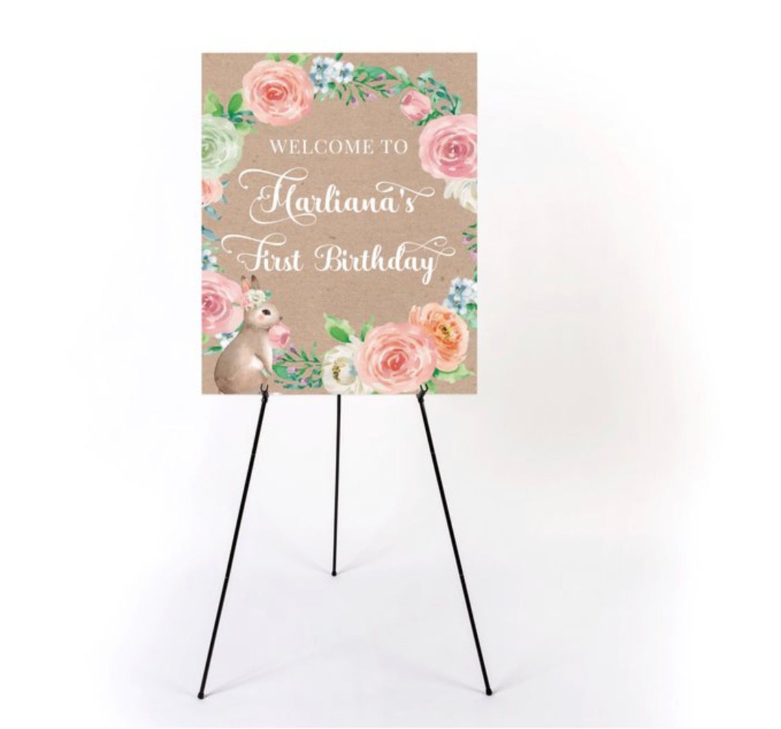 Bunny First Birthday Welcome Sign, Floral Spring 1st Birthday Sign, Spring Parties, Girls First Birthday Welcome Sign Personalized, Some Bunny is ONE