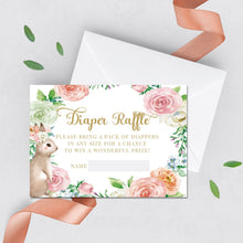 Load image into Gallery viewer, Bunny Floral Diaper Raffle Cards 3.5x2.5&quot; Bring a Pack of Diapers Cards, Spring Parties, Floral Bunny Baby Shower, Personalized Cards, Printed Cards, Easter
