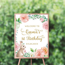 Load image into Gallery viewer, Bunny Floral Diaper Raffle Cards 3.5x2.5&quot; Bring a Pack of Diapers Cards, Spring Parties, Floral Bunny Baby Shower, Personalized Cards, Printed Cards, Easter
