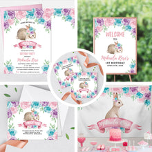 Load image into Gallery viewer, Bunny First Birthday Invitation, Bunny 1st Birthday, Floral Pink Invite, Spring Parties, Some Bunny is ONE, Printed, Elegant Floral Garland easter
