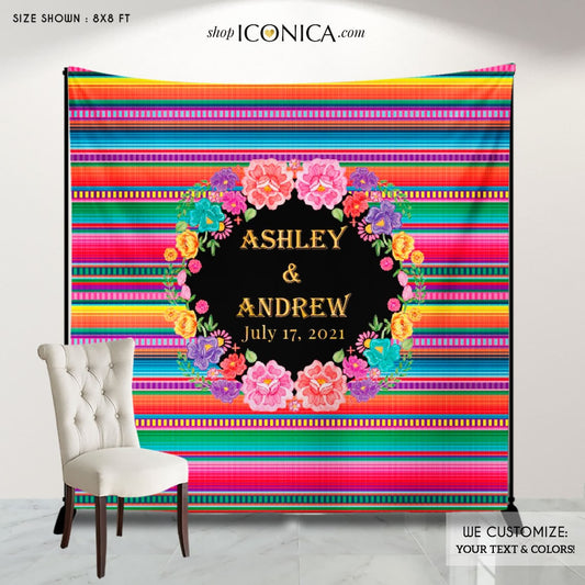 Fiesta themed Backdrop, Mexican Backdrop, Cinco de Mayo Decorations, Wedding, Baby Shower or Bridal Shower Fiesta, Printed