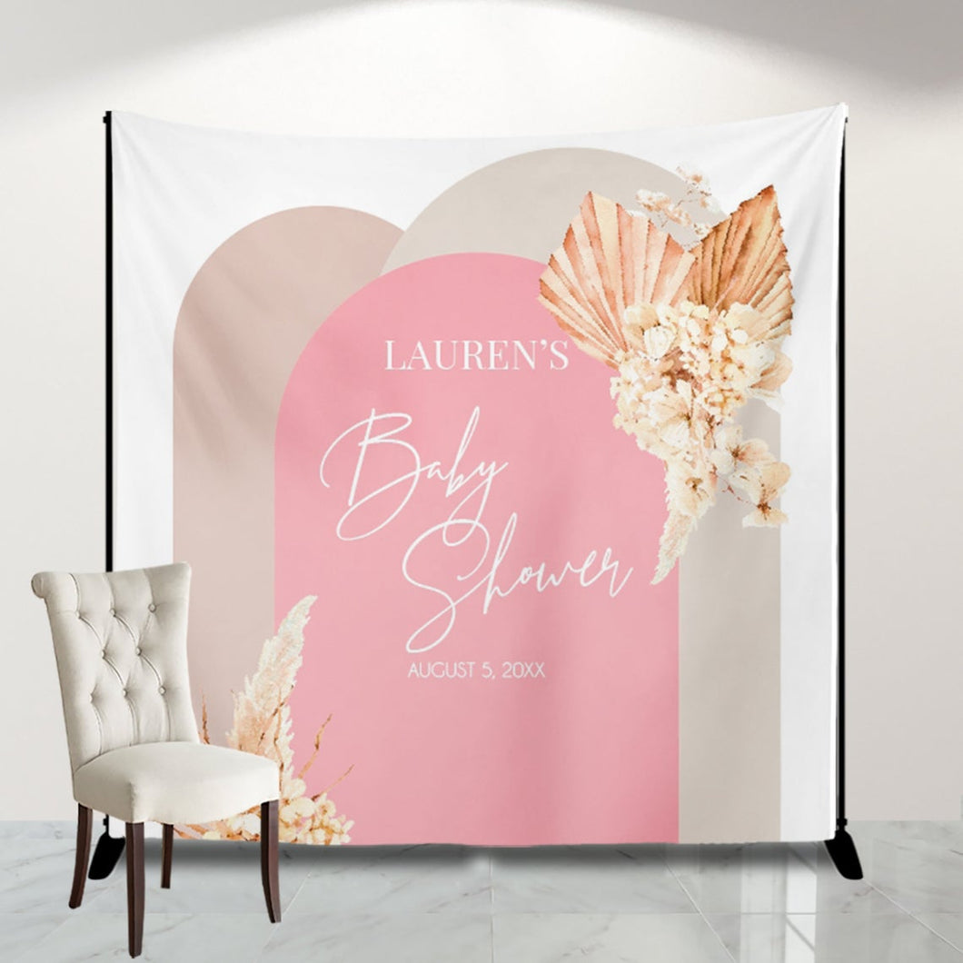 Terracotta Baby Shower Photo Backdrop for reception Pampas Photo backdrop Personalized,Boho Banner Dried Flowers Banner Decorations