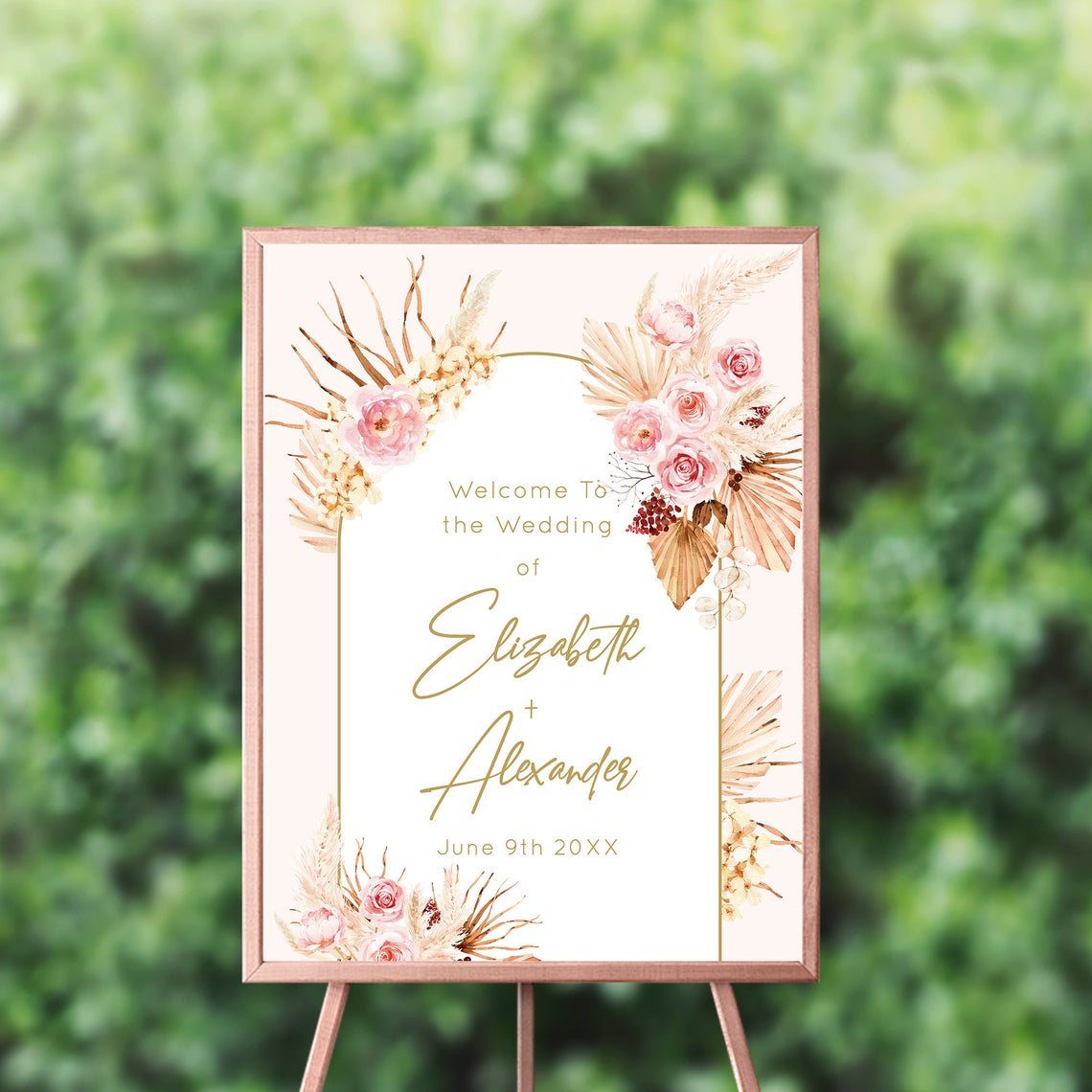 Boho Chic Invitation, boho chic wedding invites, Dried Floral Pink Invite, Boho Bridal Shower Invitations,Pampas theme Wedding Invite