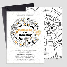 Load image into Gallery viewer, Halloween 1st Birthday Banner Personalized, Halloween 1st Birthday Decorations,Halloween background for photos,Halloween Backdrop home decor
