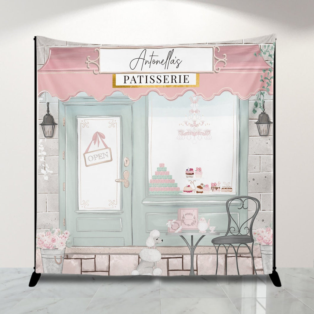 Patisserie Backdrop personalized, Bakery backdrop custom , French Party Decorations, Bake Shop Backdrop
