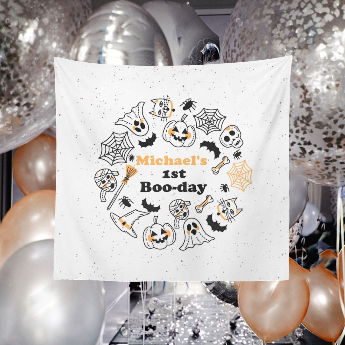 Halloween 1st Birthday Banner Personalized, Halloween 1st Birthday Decorations,Halloween background for photos,Halloween Backdrop home decor