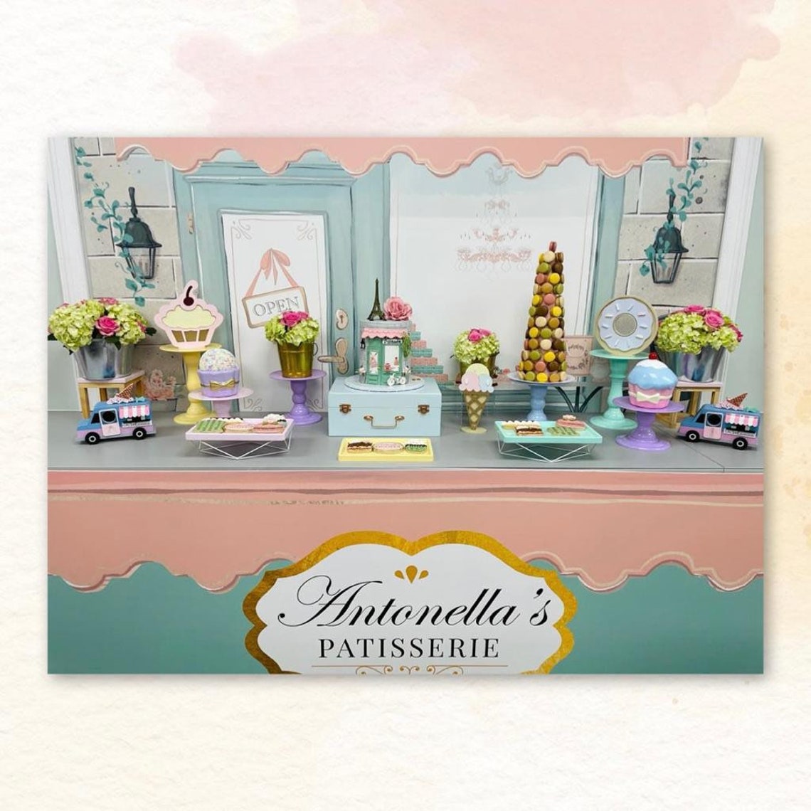 Patisserie Backdrop personalized, Bakery backdrop custom , French Party Decorations, Bake Shop Backdrop