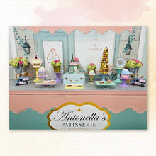 Load image into Gallery viewer, Patisserie Backdrop personalized, Bakery backdrop custom , French Party Decorations, Bake Shop Backdrop
