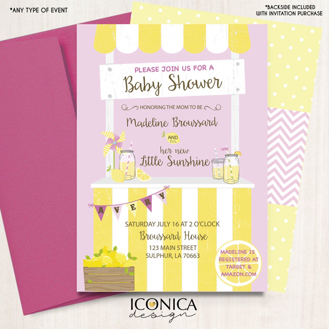 Lemonade Baby Shower Invitation Invitation Sunshine Baby Shower Invitations Lemonade Party | Printed or Printable File IBS0008