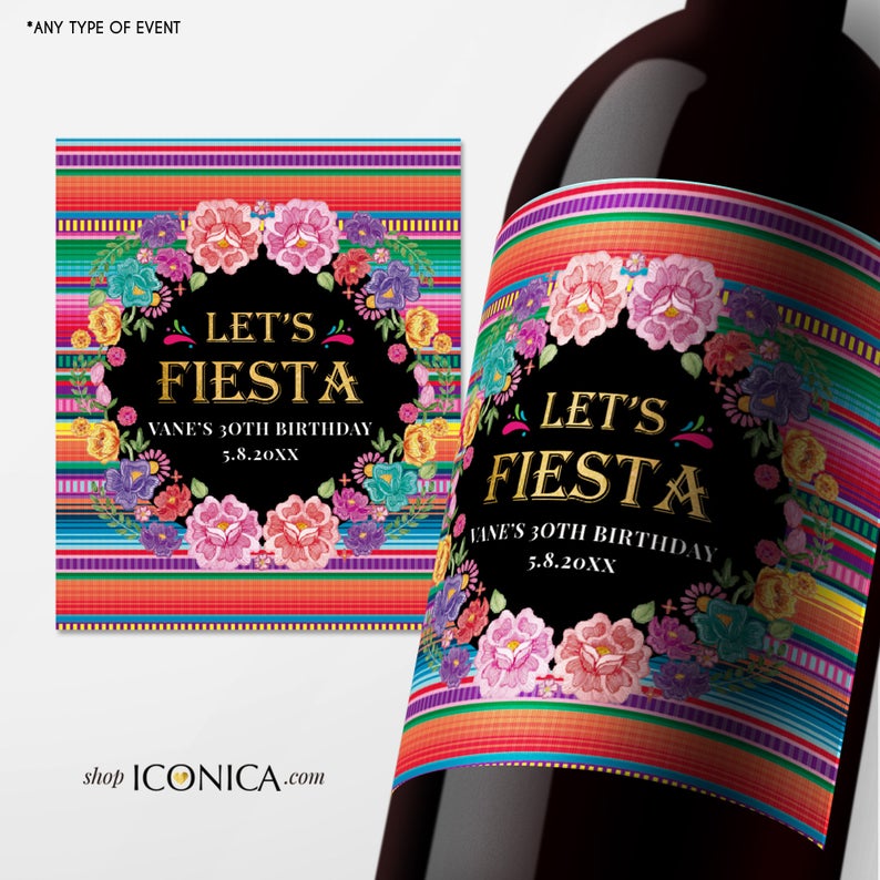 Floral Thank You Cards, Fiesta Theme Cards, Let's Fiesta / Cinco de mayo /set Of 10/ A2 Folded / White Envelopes Included / Non Personalized - Printed Cards
