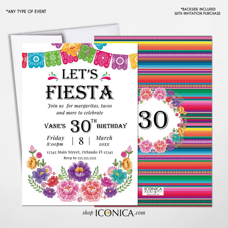 Fiesta Theme Birthday Invitation,Cinco de Mayo Invite, any age or type of event, Let's Fiesta cards,Taco about a party invitations,UNO Party