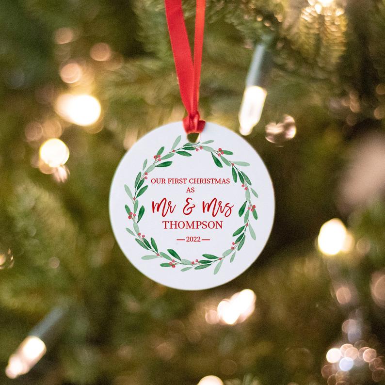 Christmas Ornament Personalized | Christmas Decoration | Holiday Gifts | Our first Christmas as Mr and Mrs | Holiday decor