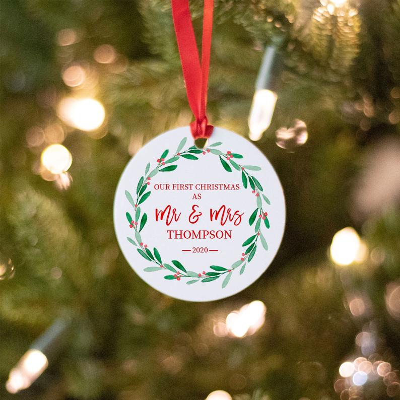 Christmas Ornament Personalized | Christmas Decoration | Holiday Gifts | Our first Christmas as Mr and Mrs | Holiday decor