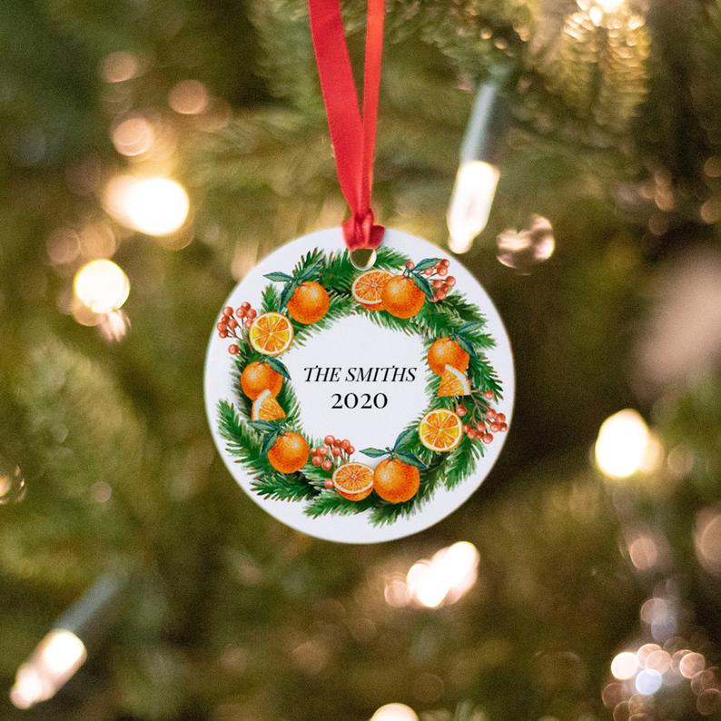 2020 Christmas Ornament Personalized Festive Citrus Christmas Decoration | Citrus Holiday Gifts | Any text | Citrus Holiday decor